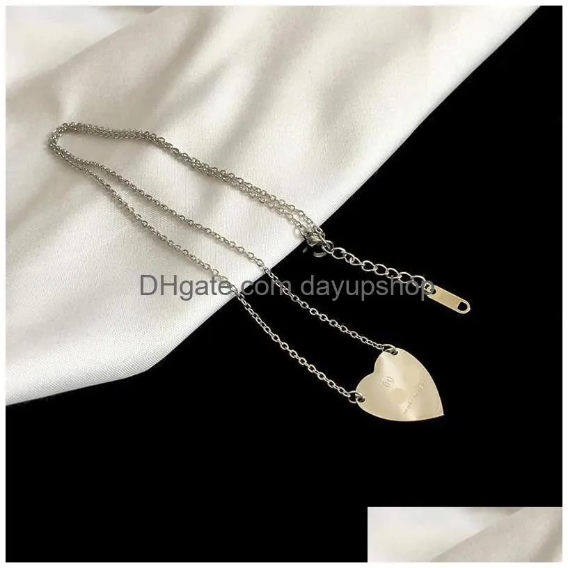 g gold heart necklace female stainless steel couple rose chain pendant jewelry on the neck gift for girlfriend accessories wholesale