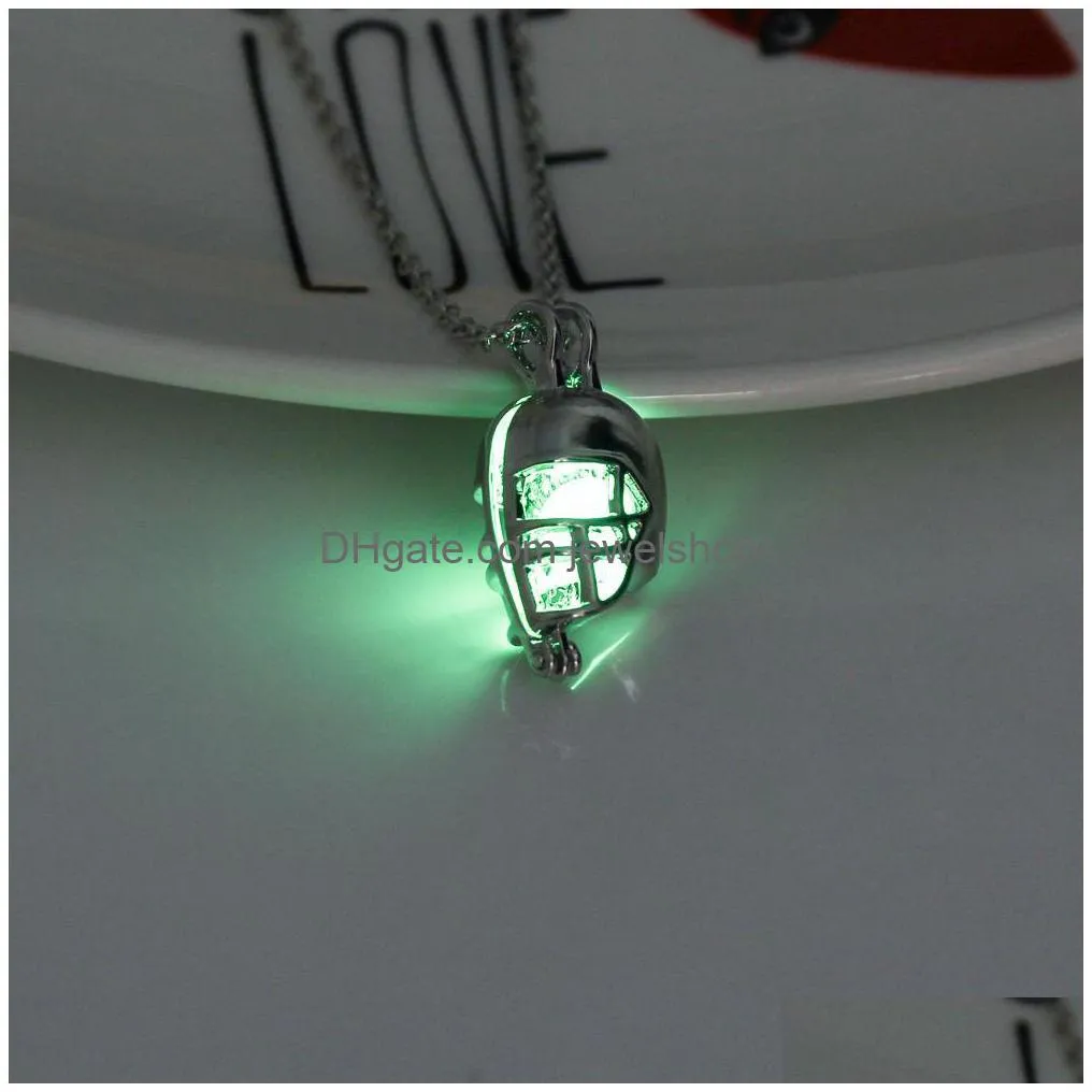 glow in the dark american football helmet necklaces for women luminous beads locket pendant chains fashion sports jewelry gift