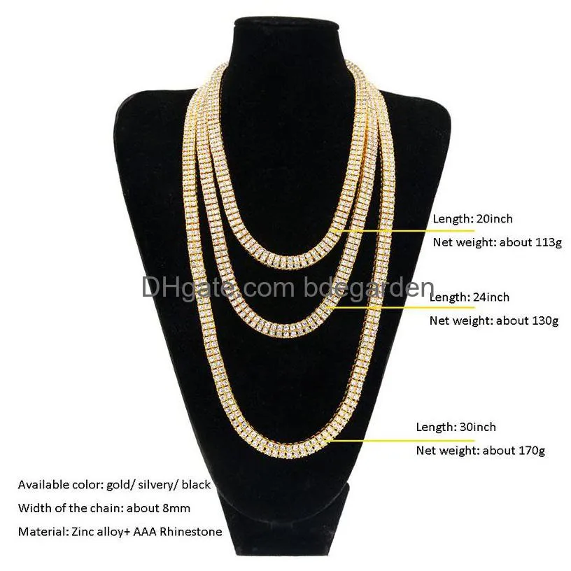 bling bling 2 row iced out chain men s white crystal rhinestone heavy thick tennis necklace for women rapper hip hop jewelry