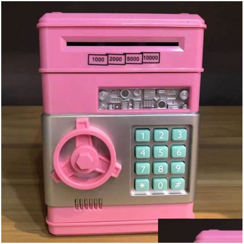 novelty games electronic password bank atm money box cash coin automatic deposit boxes for children