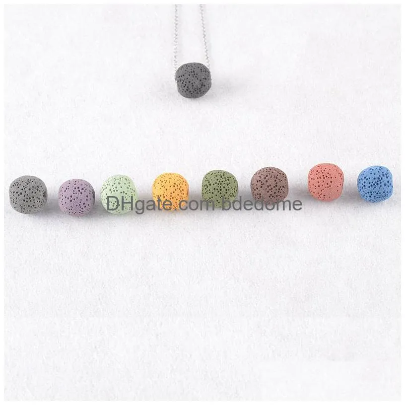 9 color/lots lava rock necklaces triangle star heart fish drop shape beads  oil diffuser stone pendant for women fashion