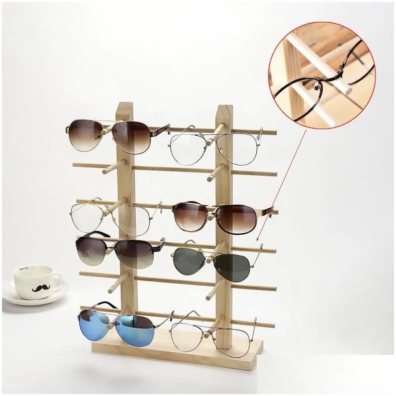Jewelry Pouches, Bags Multi Layers Wood Sunglass Display Rack Shelf Eyeglasses Show Stand Holder For Pairs Glasses Showcase