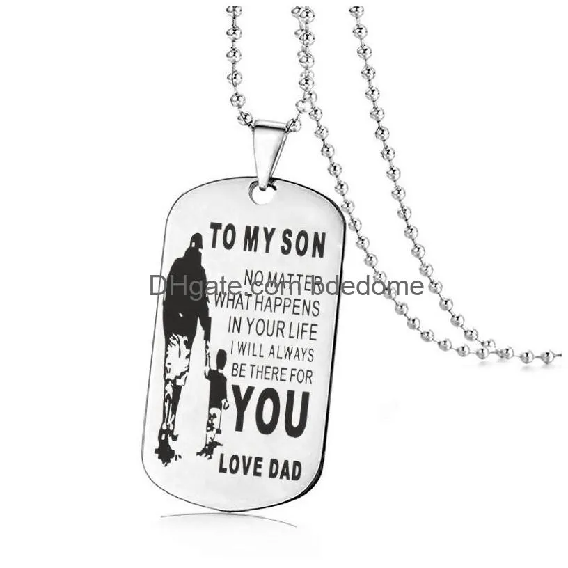 to my son to my daughter inspirational necklaces for boys girls stainless steel dog tag pendant beads chains dad mom jewelry gift