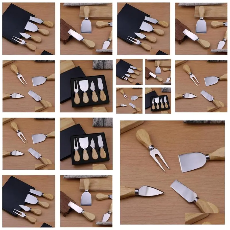 30sets wooden handle cheese tools set cheese knife cutter cooking tools in black box