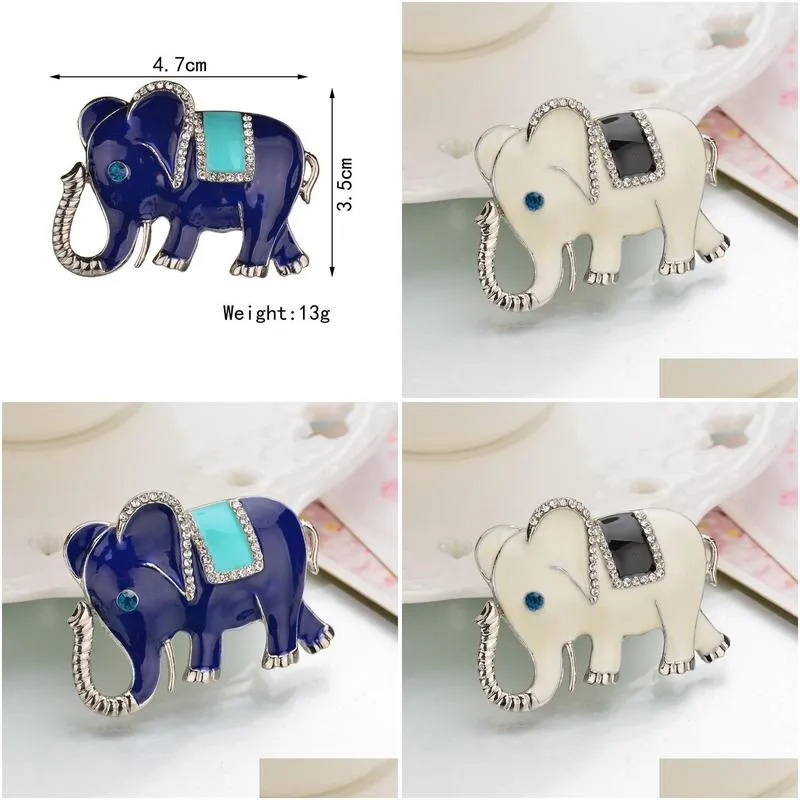 Pins, Brooches SexeMara 2021 Silver Plated Elephant Brooch Pins Rhinestone For Women Jewelry Fashion Suit Accessories1