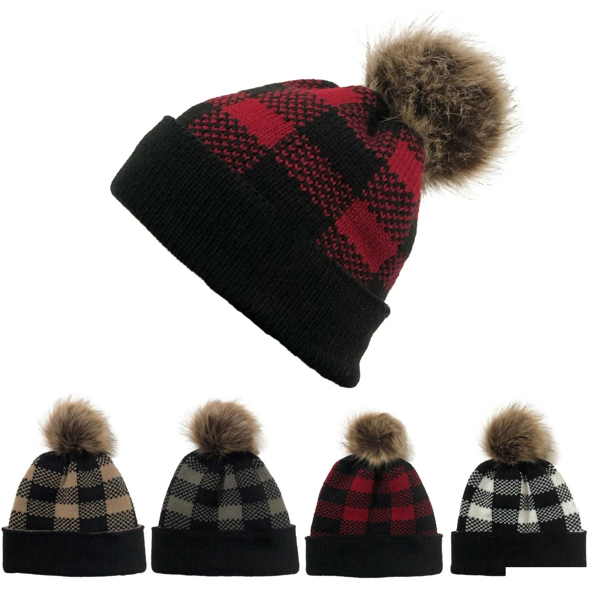 warm thick christmas adults winter hat knitted pom poms beanies hats womens skullies-beanies girl ski cap 100pcs