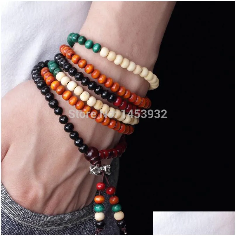 colorless sandalwood health buddha beads link chain bracelet wood round charm colorful buddhistic bracelets jewelry for women men