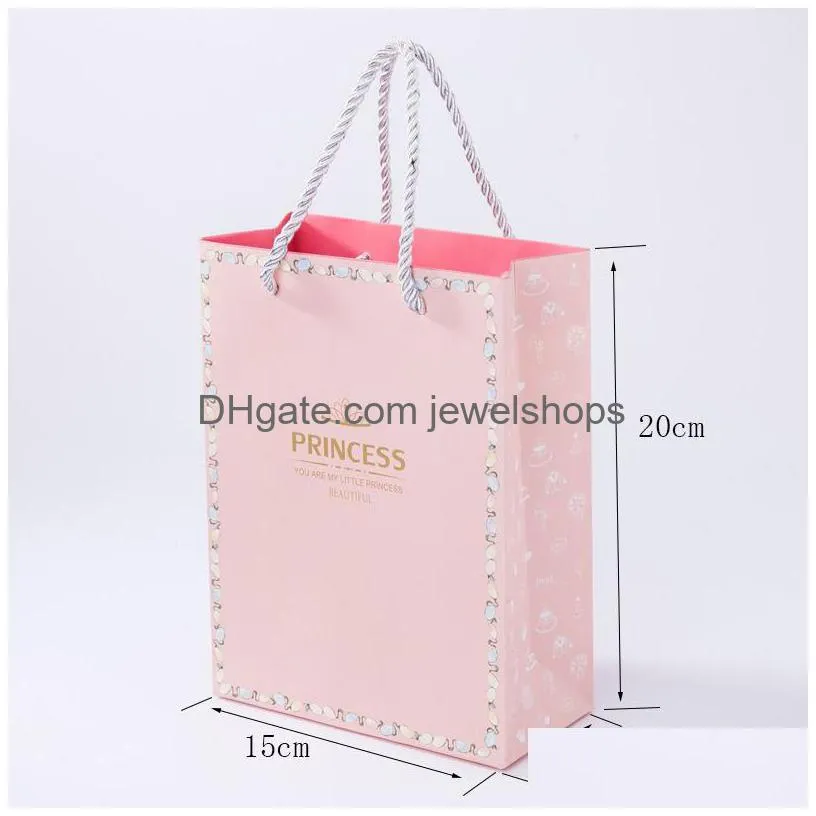 wholesale bulk jewelry gift bag for box thank you princess kraft paper jewelry pouches packaging & display