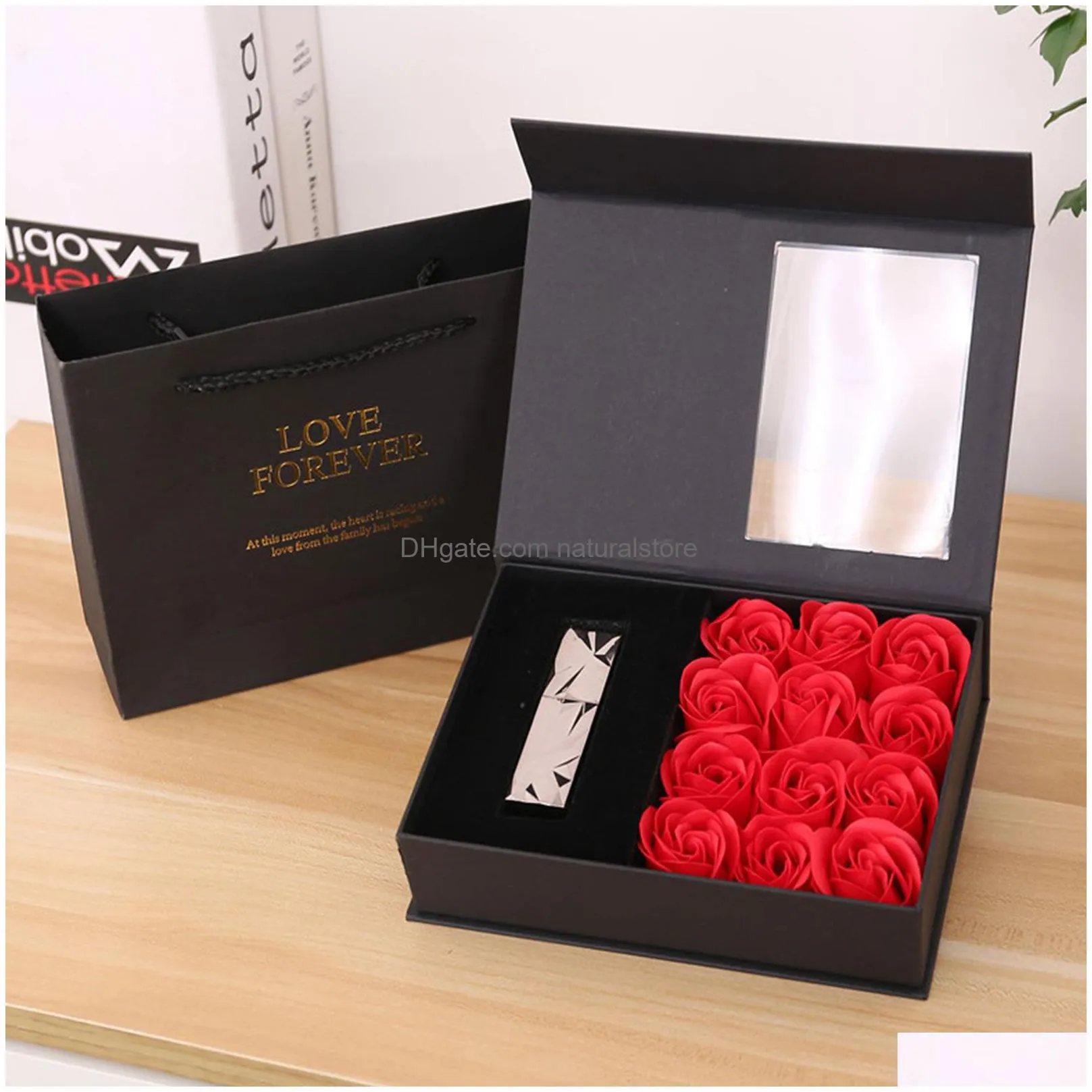 creative eternal soap rose small gift box exquisite valentines day jewelry cases marriage ring boxes holder