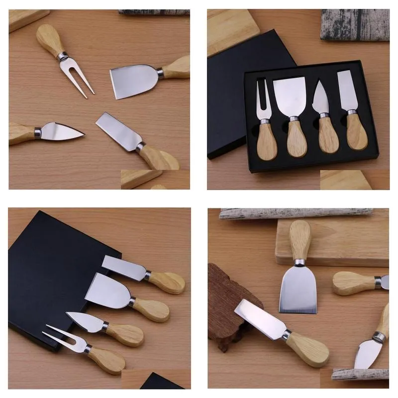 30sets wooden handle cheese tools set cheese knife cutter cooking tools in black box