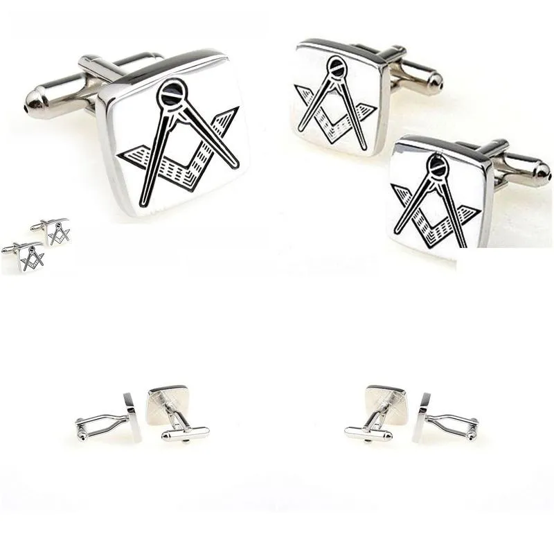 high quality polished brass men`s silver masonic cuff link mens jewelry freemason shirt cuff cufflinks without g customized