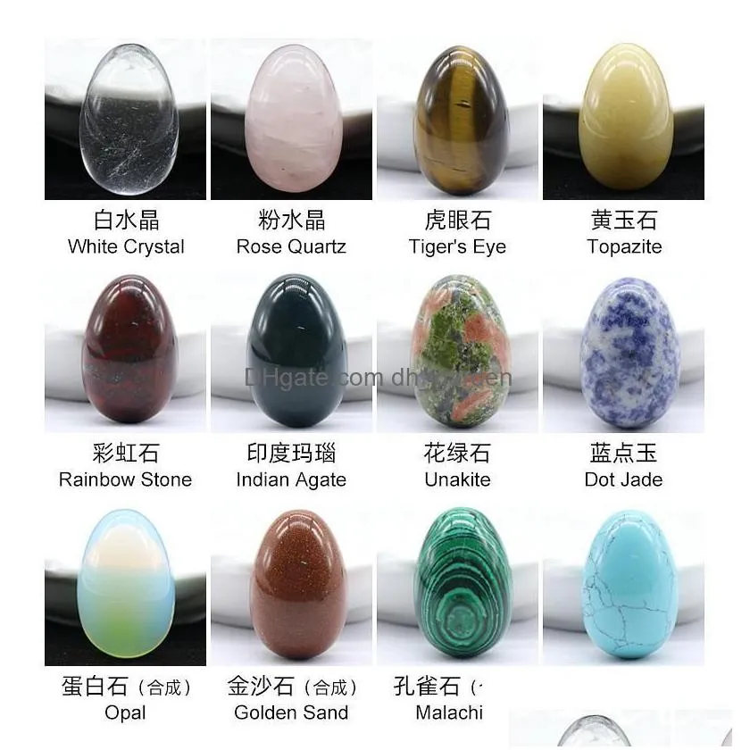 new selling 12pcs/box healing natural crystal gemstone material set egg shape gemstone decoration for jewelry making
