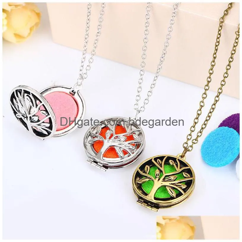 new tree of life aromatherapy necklace open essential oil diffuser floating locket pendant for women men s fashion jewelry accessories