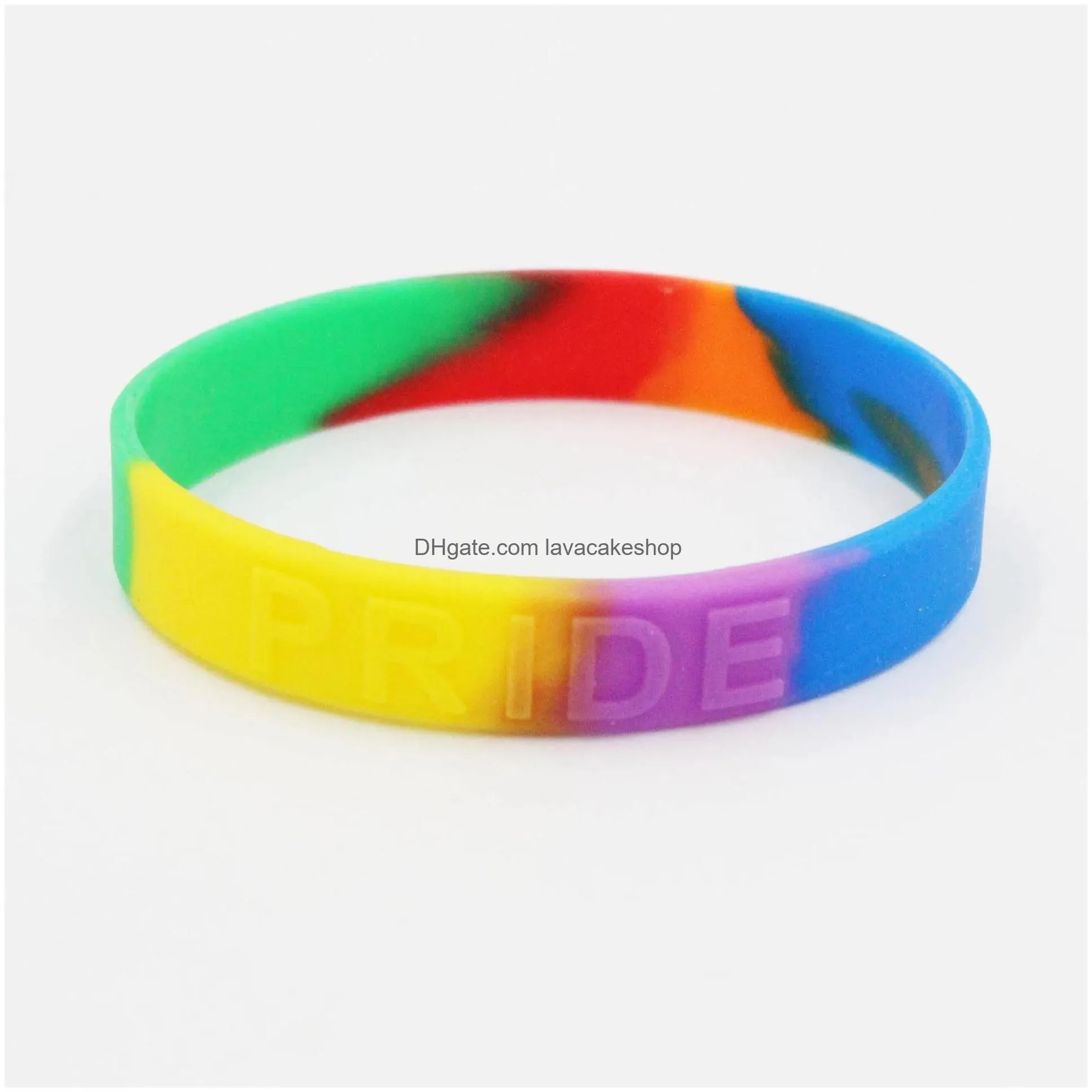lgbt silicone rainbow bracelet party favor colorful wristband gay lesbian pride wristband