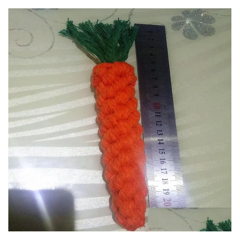 Pet Dog Toys Supplies Bite-Resistant Woven Cotton Rope Ball Grinding Teeth Clean Carrot Knot RH4715