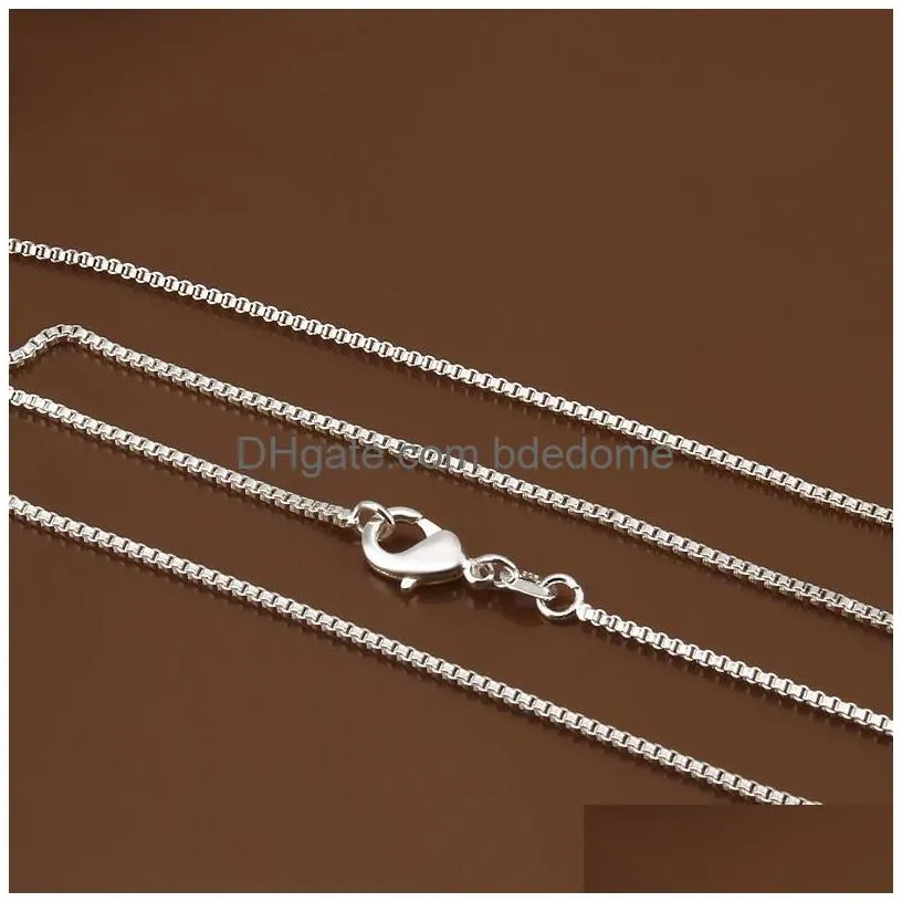 bulk 1mm 925 sterling silver box chains choker necklaces for women men jewelry pendant making 16 18 20 22 24 inches