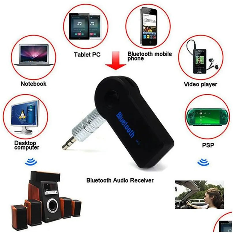 Bluetooth Car Kit Adapter 3.5mm Aux Stereo Wireless USB Mini Audio Music Receiver For Smart Phone MP3 PSP Tablet Laptop With Retail