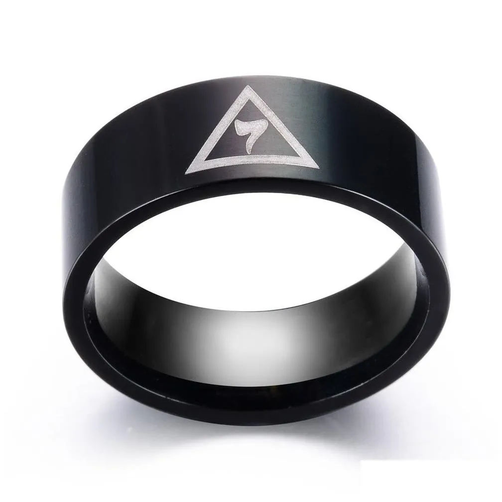 stainless steel gold black silver laser engraved 14 degree scottish rite yod ring free mason masonic signet rings for men women 8mm