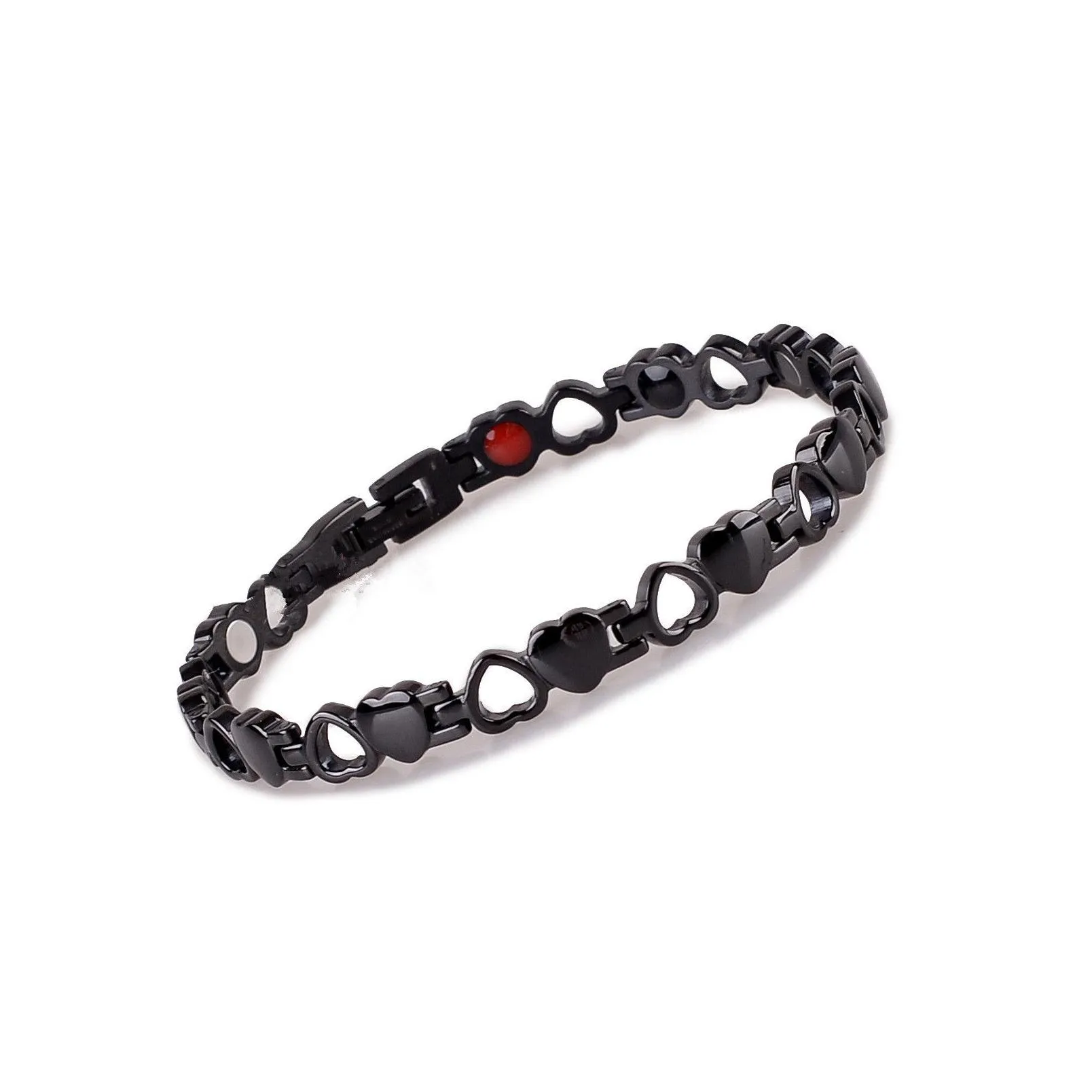 new fashion women jewelry power magnetic titanium steel link chain bracelet healing female love heart bangle