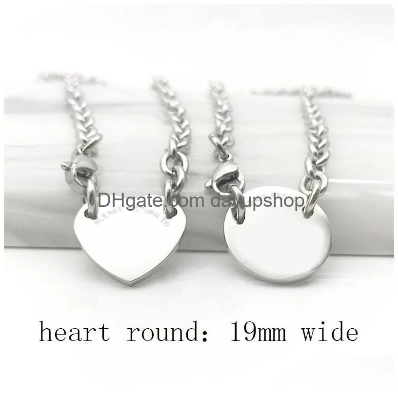 luxury designer 19mm heart necklace women stainless steel fashion couple round jewelry gift for girlfriend christmas wholesale