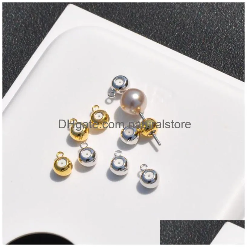 ring ball ear back stoppers gold silver plated round ear plugs for jewelry making diy earring accessories