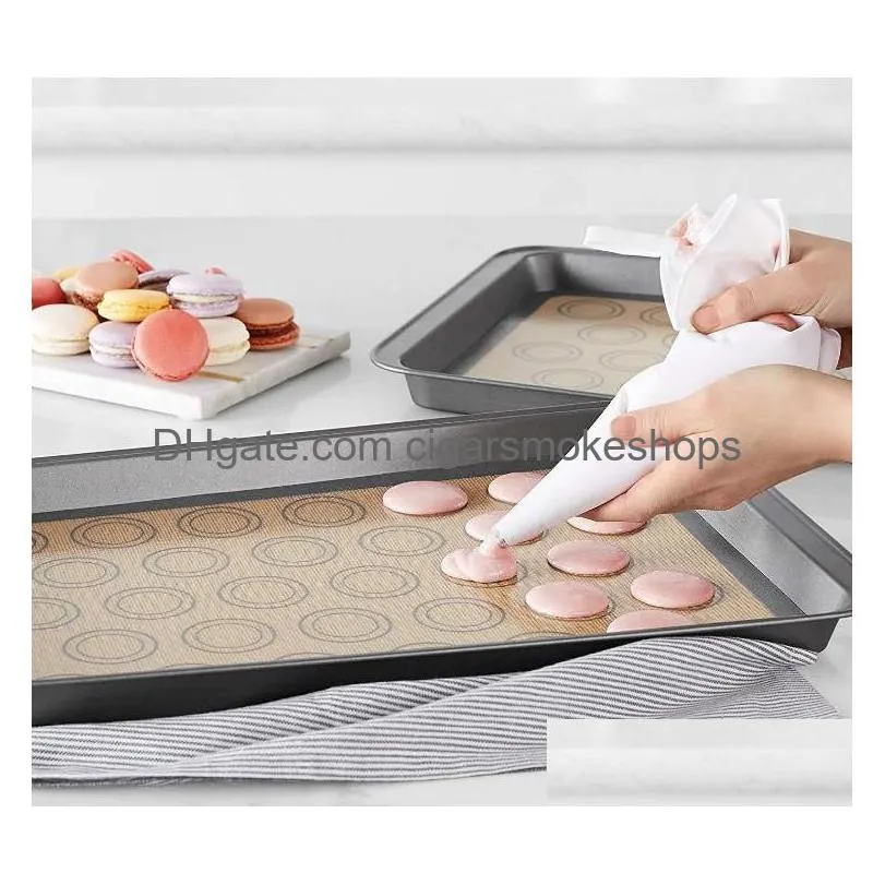 silibake non-stick silicone baking mat - macaron, pastry, bread, cookie liner + bakeware tool set - s, m, l sizes.