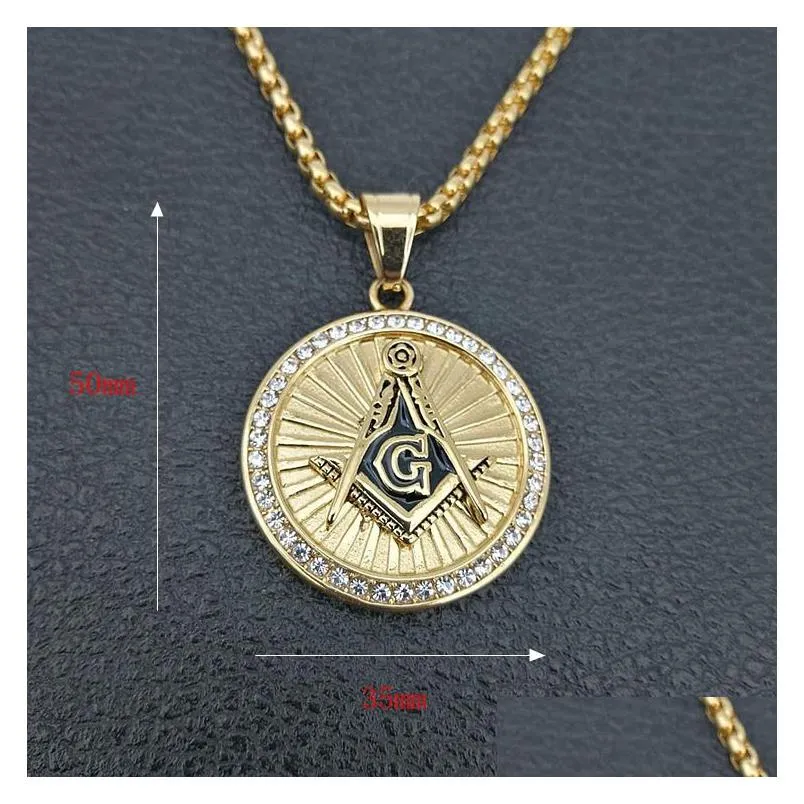 unique design freemason signet past master masonic pendants round coin ag emblem pendant necklace jewelry men`s stainless steel