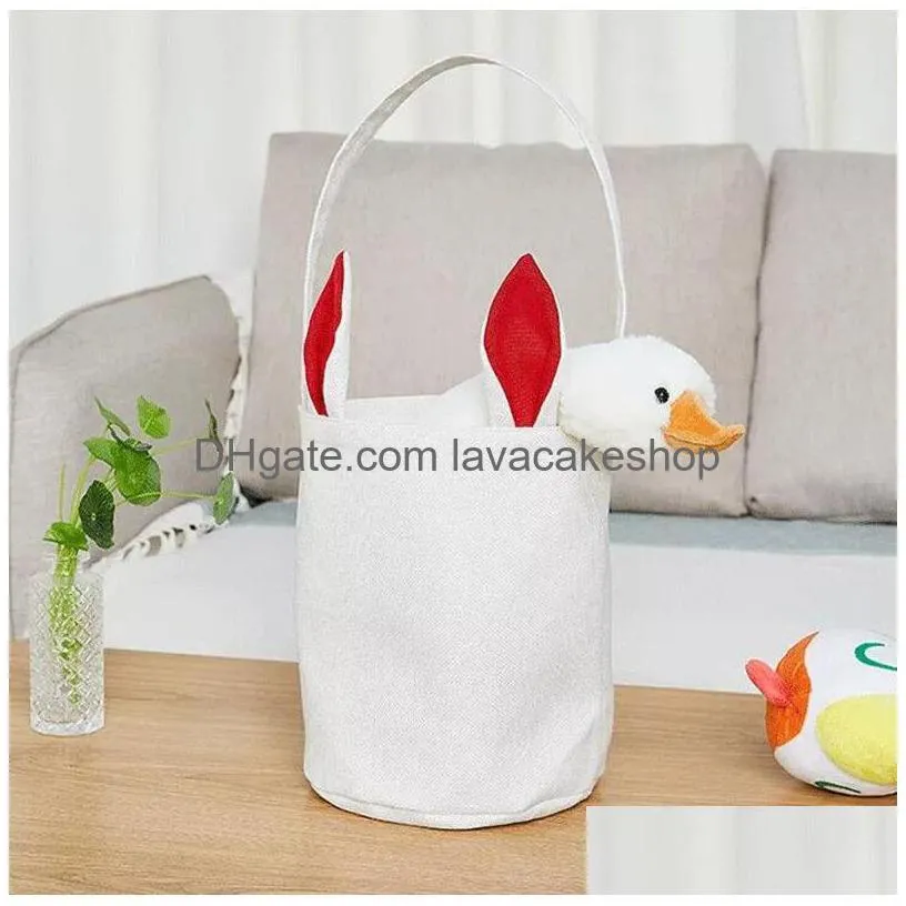 party gift sublimation blank easter bunny basket bags with handle carrying gifts and eggs hunting candy bag halloween storage 0129