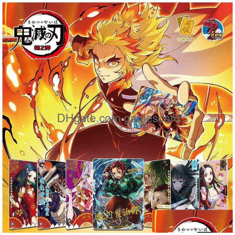 new japanese anime figurescards demon slayer collections card game child kimetsu no yaiba collectibles battle for kids toys g220311