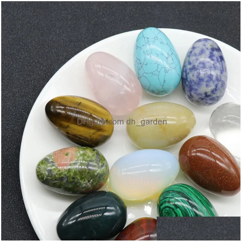 new selling 12pcs/box healing natural crystal gemstone material set egg shape gemstone decoration for jewelry making