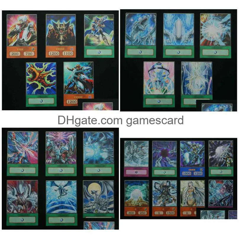 24pcs/set blue-eyes series related spell trap cards yugioh classic signature move burst stream of destruction anime orica g220311