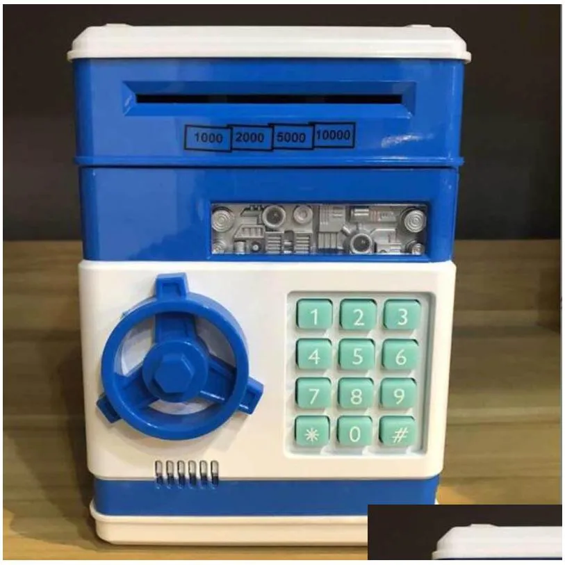 novelty games electronic password bank atm money box cash coin automatic deposit boxes for children