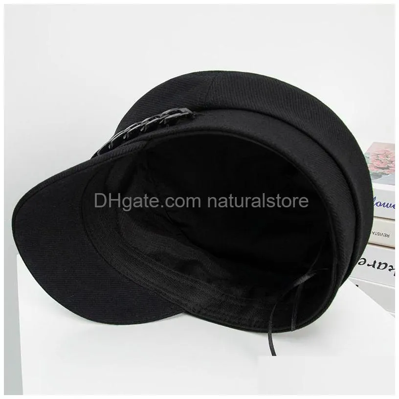 spring summer chain black cotton military berets for women female flat army hat girl travel beret ladies painter cap