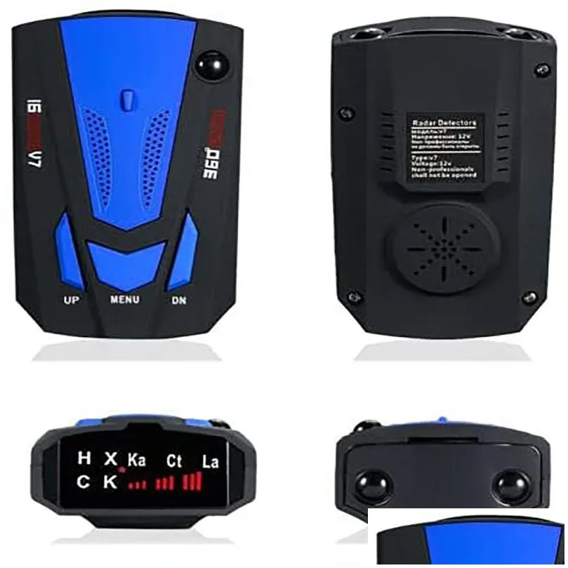 Car Radar Detector Tool English Russian Auto 360 Degree Vehicle V7 Speed Voice Alert Alarm Warning 16 Band LED Display