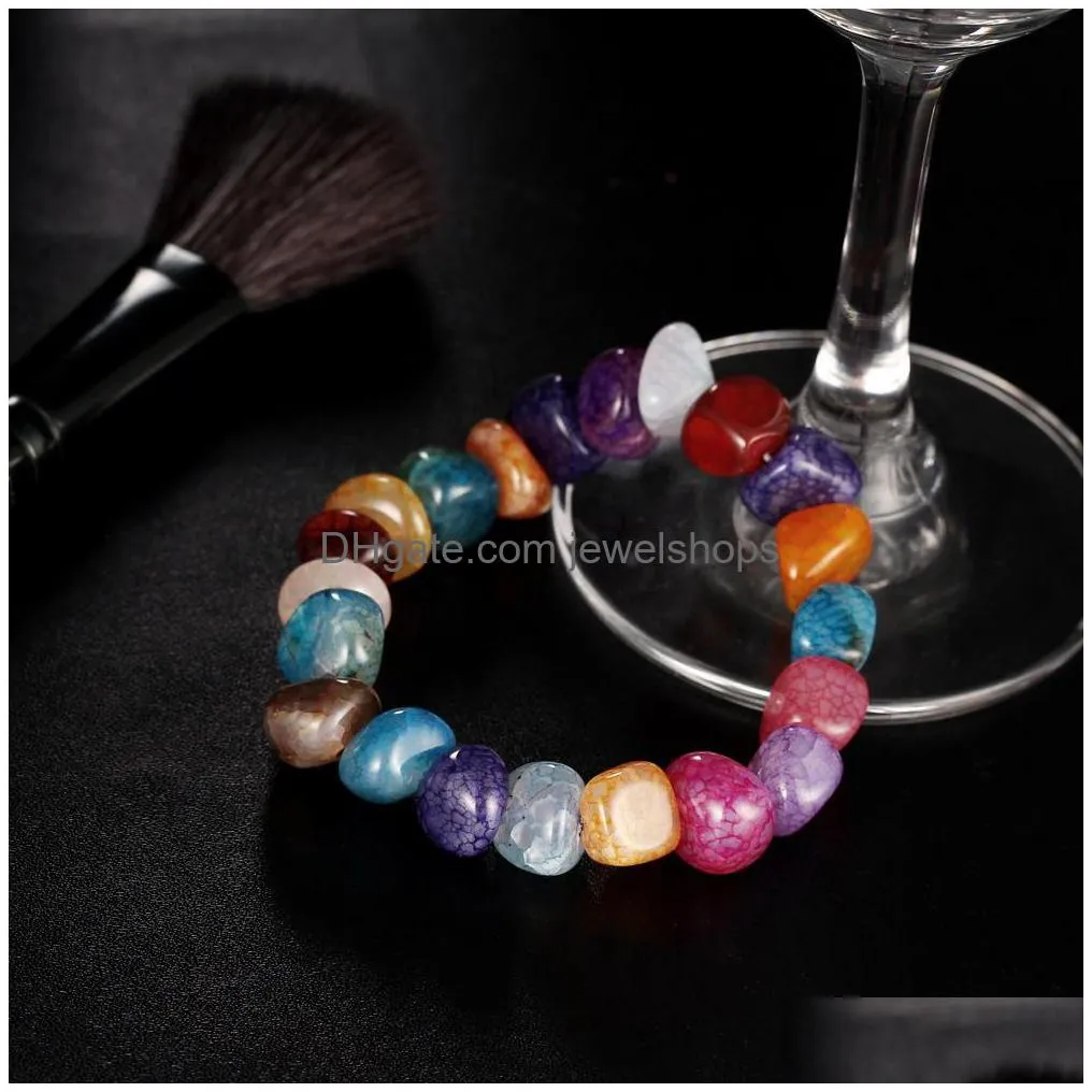 colorful natural stone bracelets for women men healing rainbow beads yoga elasticity bangle fashion handmade jewelry gift