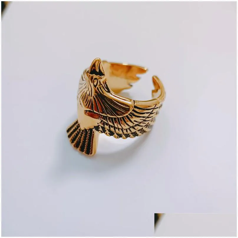 shining polished stainless steel flying  ring wings up opening band high quality fashion birds silver gold