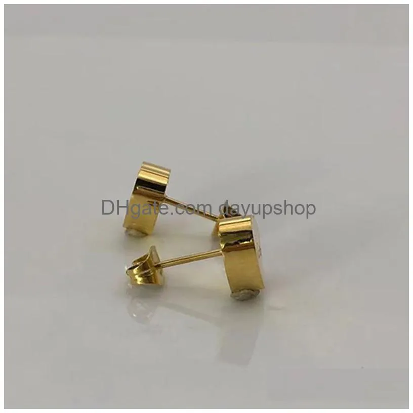 10mm heart earring women stud flannel bag stainless steel couple gold ear studs piercing body jewelry gifts for woman accessories