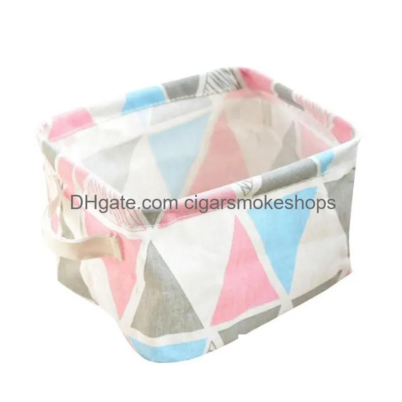 canvas foldable storage basket - waterproof nursery organizer with handles for toys, makeup, and desktop - 3 designs