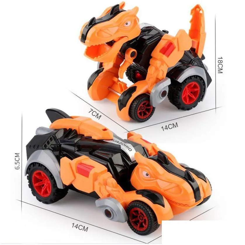 novelty games toys inertial impact deformation toy dinosaur car model crash changing car child boy tyrannosaurus rex chariot wholesale