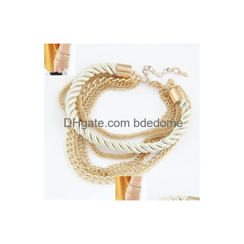 6 colors women bracelet weave chains handmade alloy charms wristbands bracelets for fashion girls women accessory