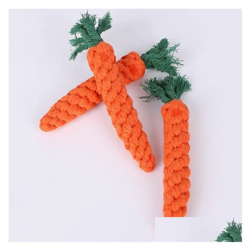 Pet Dog Toys Supplies Bite-Resistant Woven Cotton Rope Ball Grinding Teeth Clean Carrot Knot RH4715