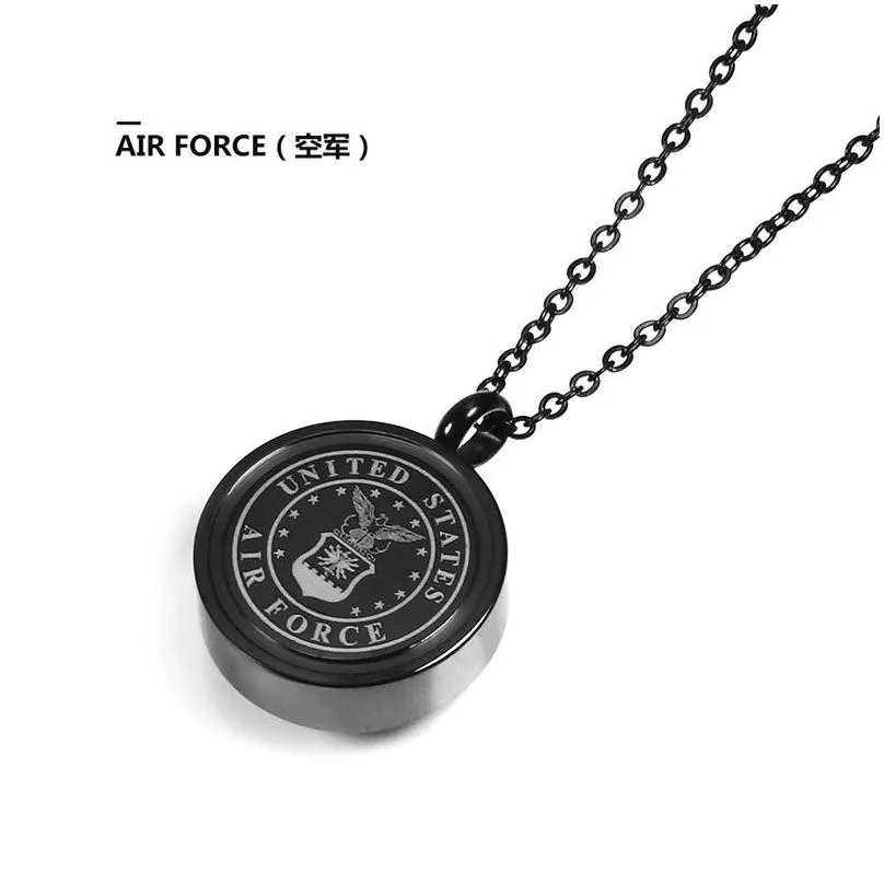 stainless steel american soldier usn us navy round cremation pendant united states marine corps military opening ash necklace for commemorate relatives and