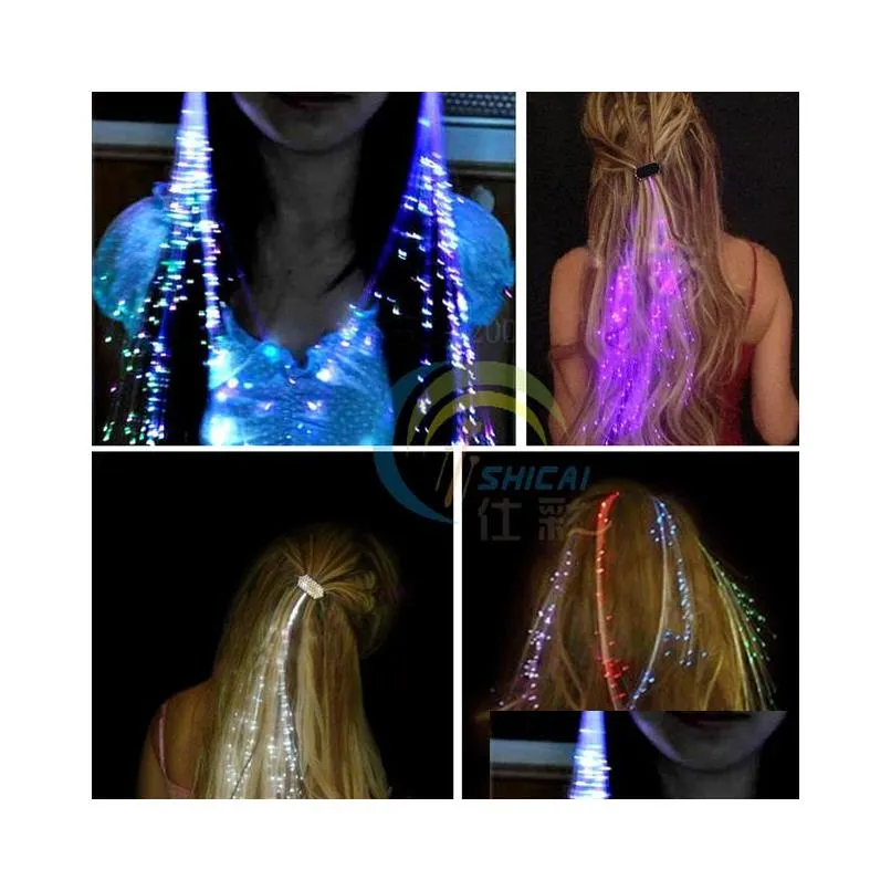 DHL HOT Flash LED Hair Braids with butterfly Fiber Hairpin clips Luminous Hair clip Wig Party KTV Glow Supplies Hair Accessory