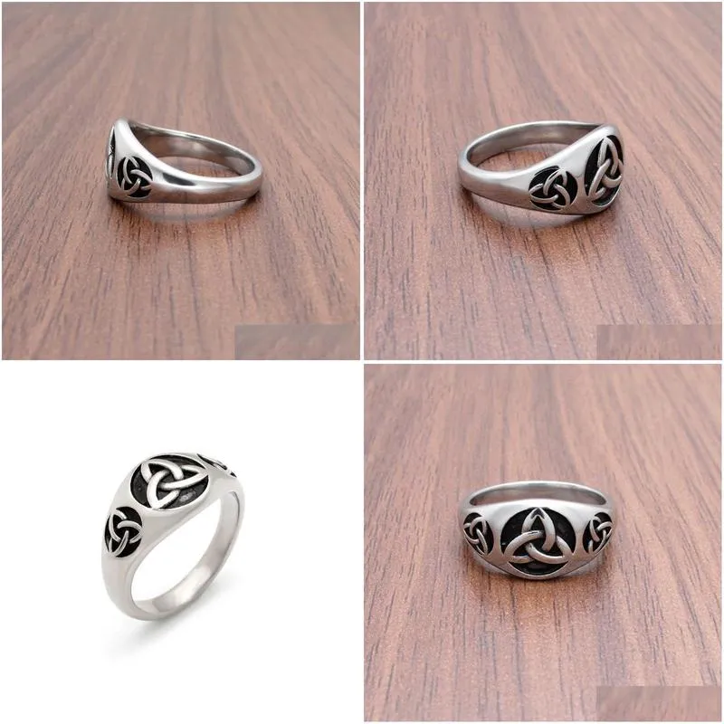 316 stainless steel silver religious irish celtic knot ring jewel ancient celt rings for women lady men rock jewellery