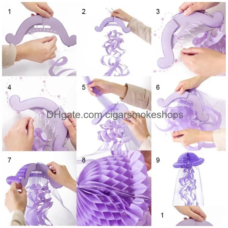 diy hanging jellyfish party decoration honeycomb craft pastel party decor under the sea kids birthday party supplies 3color