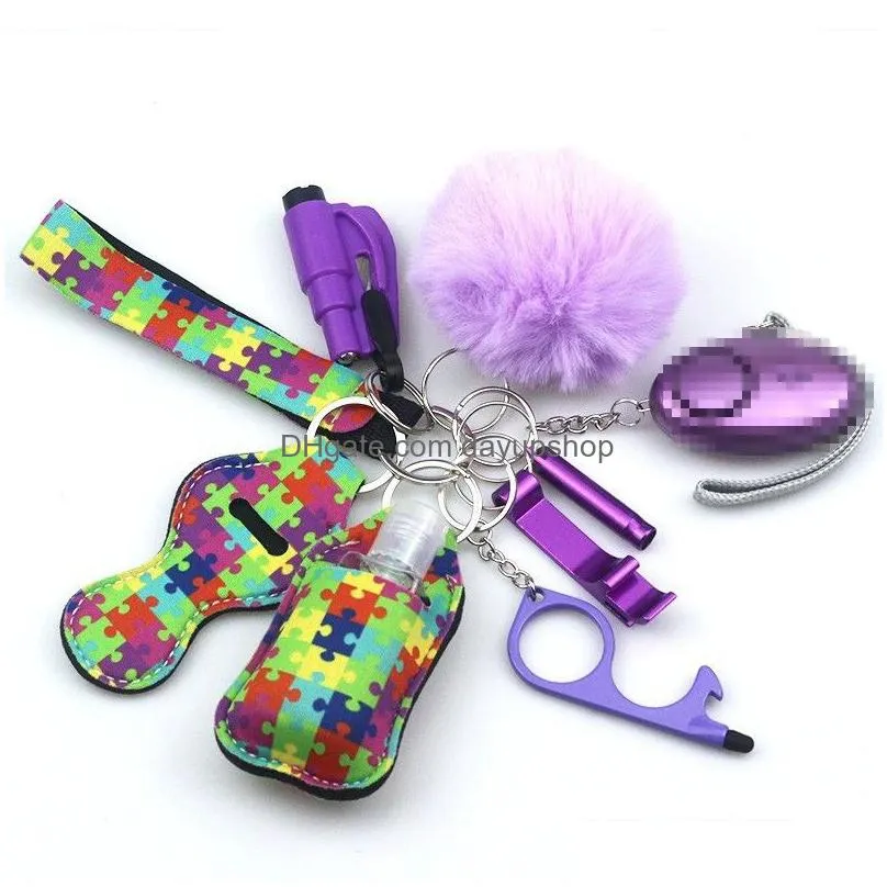 33 colors women alarm personal keychain set self defense alarm keychain security self protection security alarm key ring for girls