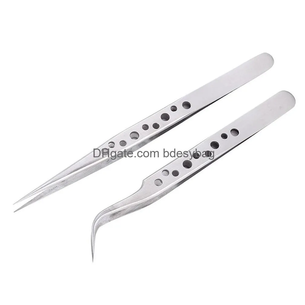 electronics industrial tweezers tools anti-static curved straight tip precision stainless forceps phone repair hand tools sets