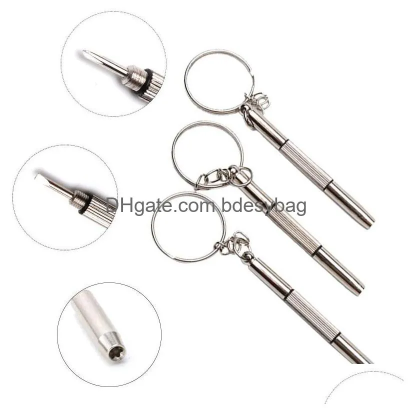 eyeglass screwdriver tools portable stainless steel keychain sunglasses watch 3 in 1 repair kit tools