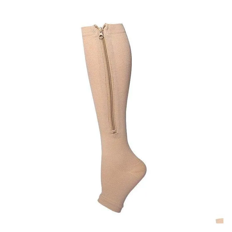zipper compression socks for women men open toe easy on