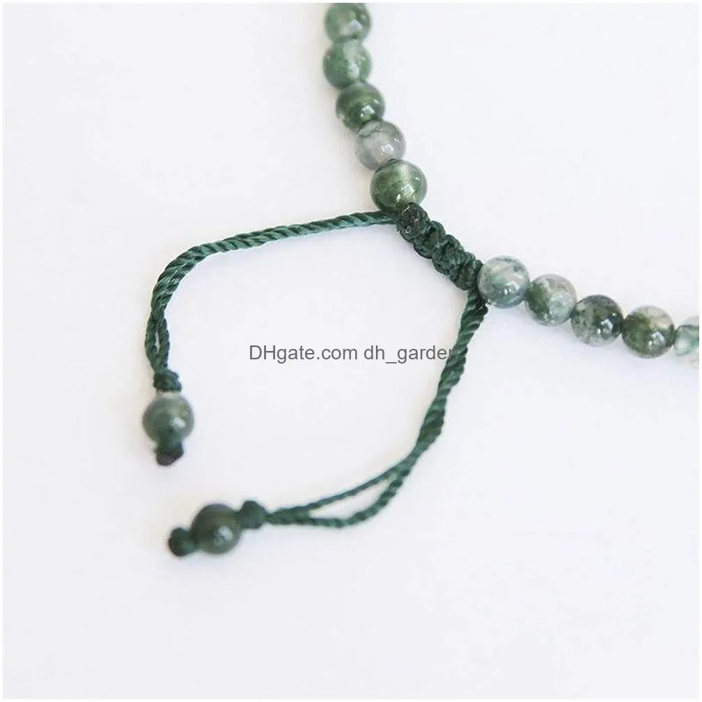 small natural agate stone beaded bracelets meditation green color healing balance hand-woven thin bracelet charm jewelry gift